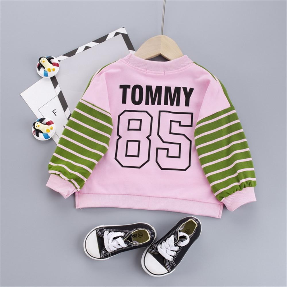 Girls Number Stripe Long Sleeve Crew Neck Jumpers - PrettyKid