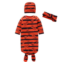 Baby Stripe Long Sleeve Halloween Jumpsuit & Hat & Headband - PrettyKid