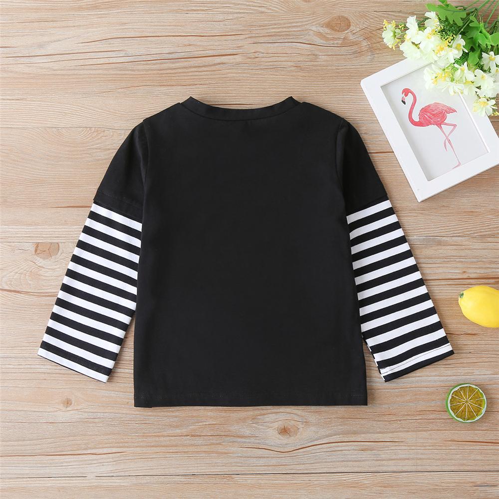 Boys Stripe Long Sleeve Splicing Letter Print T-shirt Kids Wholesale Clothing - PrettyKid