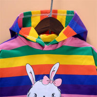 Girls Stripe Rabbit Hooded Long Sleeve Tops Wholesale Girls Clothing - PrettyKid