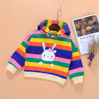 Girls Stripe Rabbit Hooded Long Sleeve Tops Wholesale Girls Clothing - PrettyKid