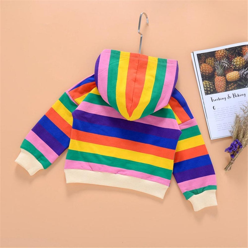 Girls Stripe Rabbit Hooded Long Sleeve Tops Wholesale Girls Clothing - PrettyKid