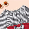Toddler Girls Striped Bow Decor Long Sleeve Jumpsuit Baby Girl Wholesale - PrettyKid