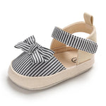 Baby Girls Striped Bow Decor Magic Tape Sandals Wholesale Baby Shoes vendors - PrettyKid