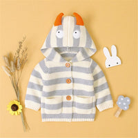 Baby Striped Button Knitted Pocket Cardigan Sweaters - PrettyKid