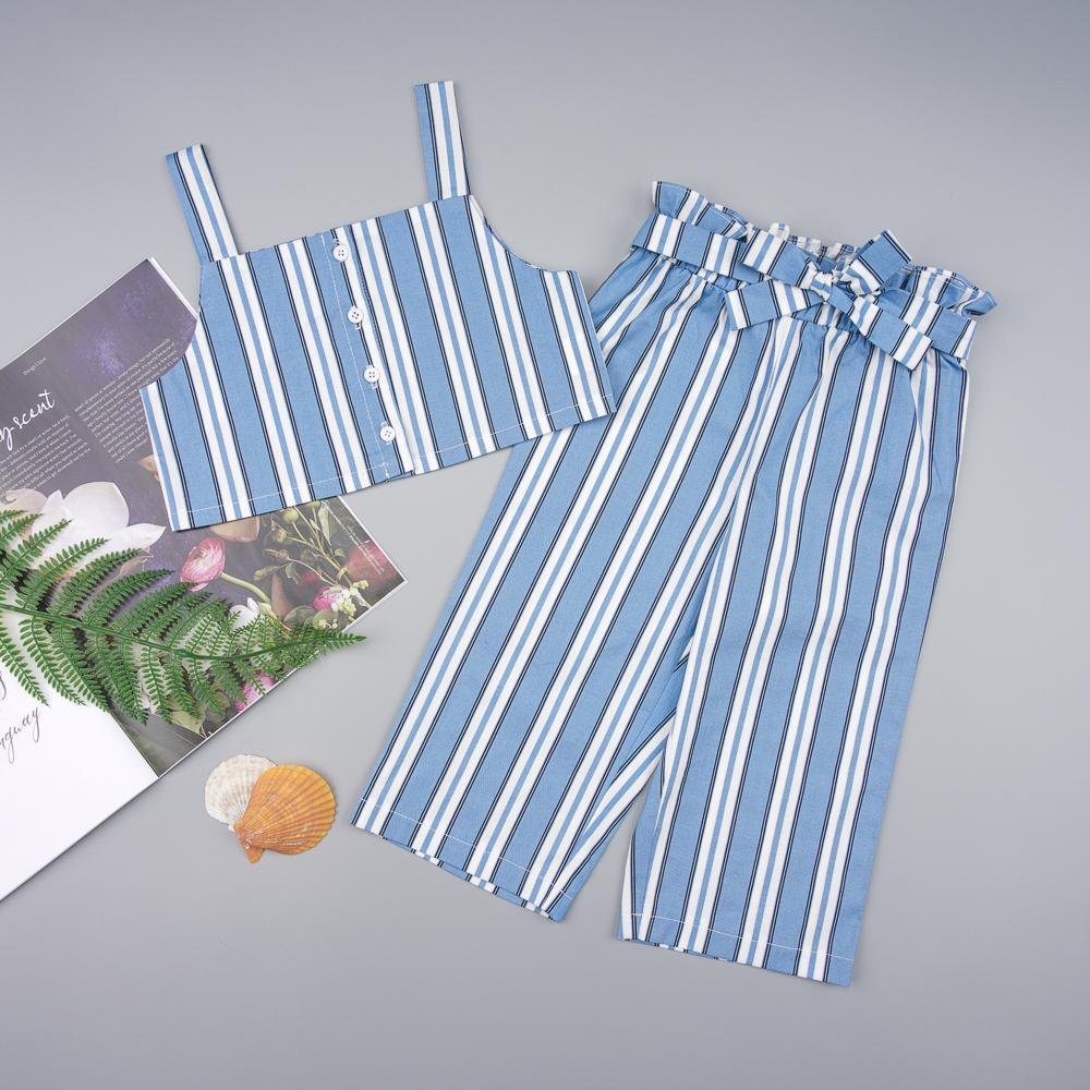 Baby Girls Striped Button Sling Top & Pants Baby wear Wholesale - PrettyKid