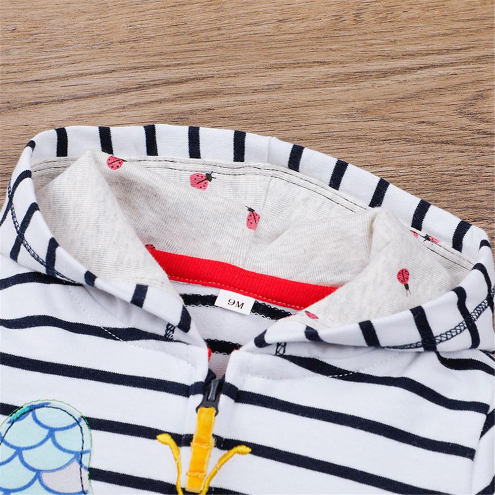 Baby Girls Striped Cartoon Hoodie Jacket & Pants Babywear Wholesale - PrettyKid