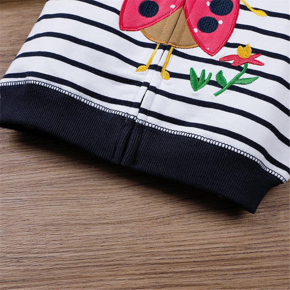 Baby Girls Striped Cartoon Hoodie Jacket & Pants Babywear Wholesale - PrettyKid