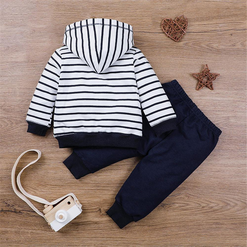 Baby Girls Striped Cartoon Hoodie Jacket & Pants Babywear Wholesale - PrettyKid