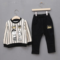 Boys Striped Cartoon Long Sleeve Tops & Pants - PrettyKid