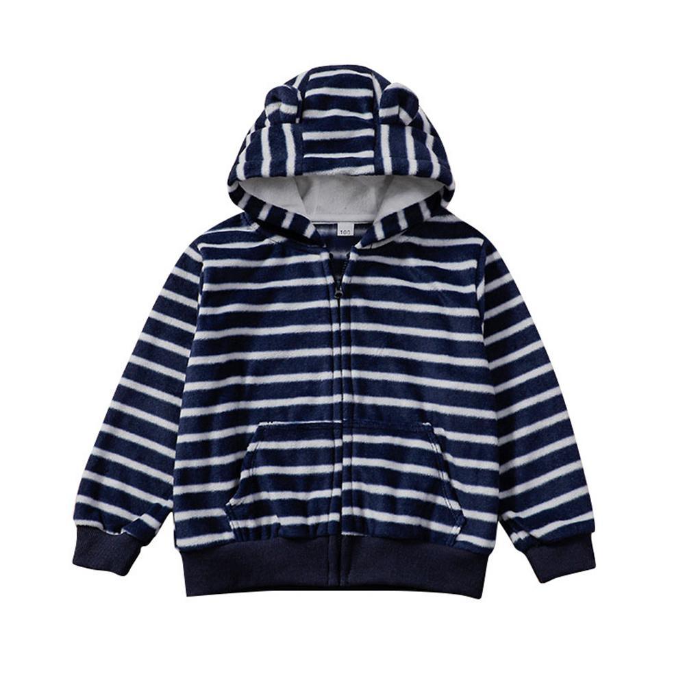 Unisex Striped Cartoon Printed Hooded Long Sleeve Jacket Bulk Kids Clothes - PrettyKid