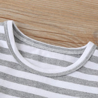 Baby Boys Striped Crew Neck Long Sleeve Top & Bear Romper Buying Baby Clothes In Bulk - PrettyKid