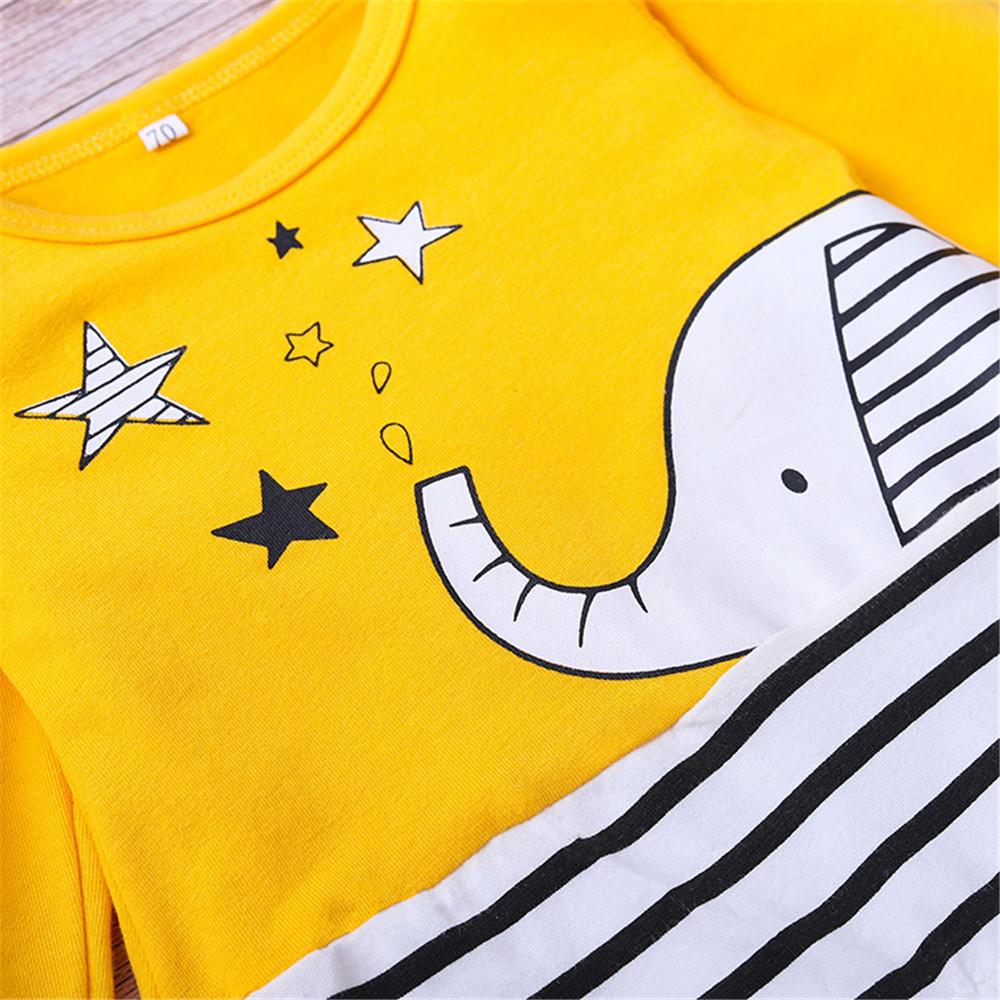 Baby Striped Elephant Cartoon Cute Romper & Hat - PrettyKid