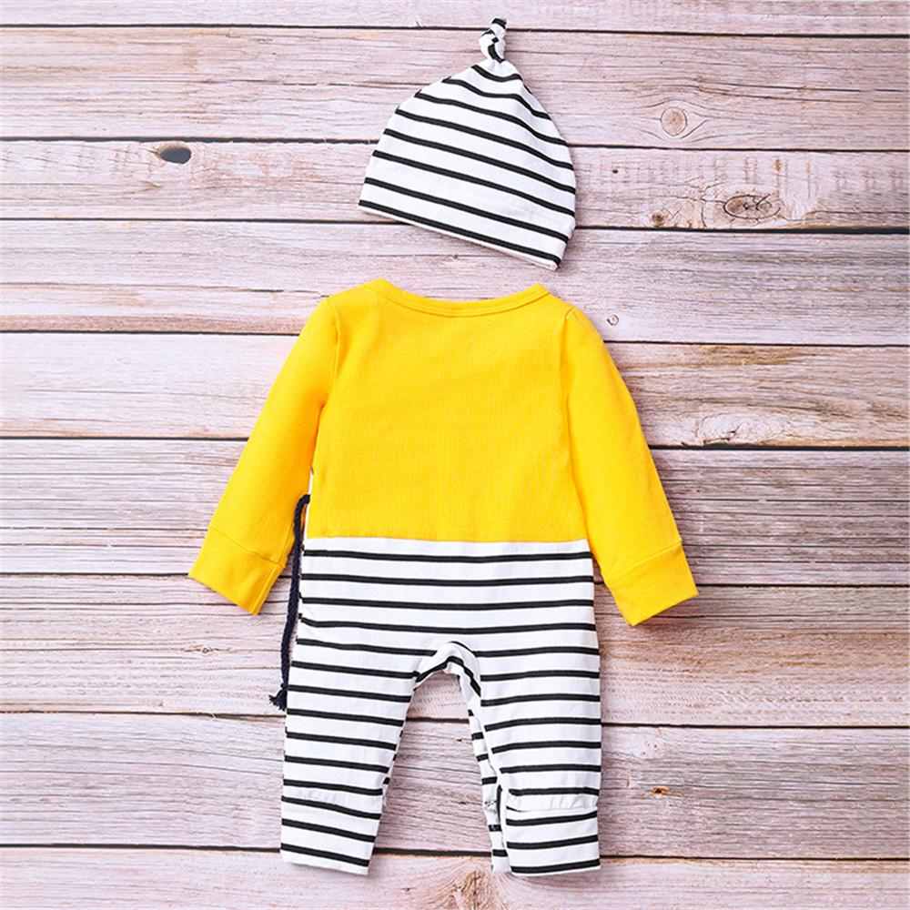 Baby Striped Elephant Cartoon Cute Romper & Hat - PrettyKid