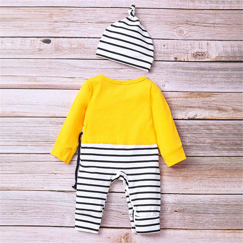 Baby Striped Elephant Cartoon Cute Romper & Hat - PrettyKid