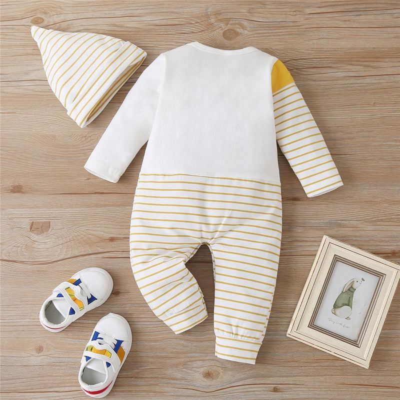 Baby Striped Fish Long Sleeve Romper & Hat Baby Clothing Cheap Wholesale - PrettyKid