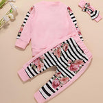 Girls Striped Floral Printed Long Sleeve Top & Trousers Wholesale Girl Clothing - PrettyKid