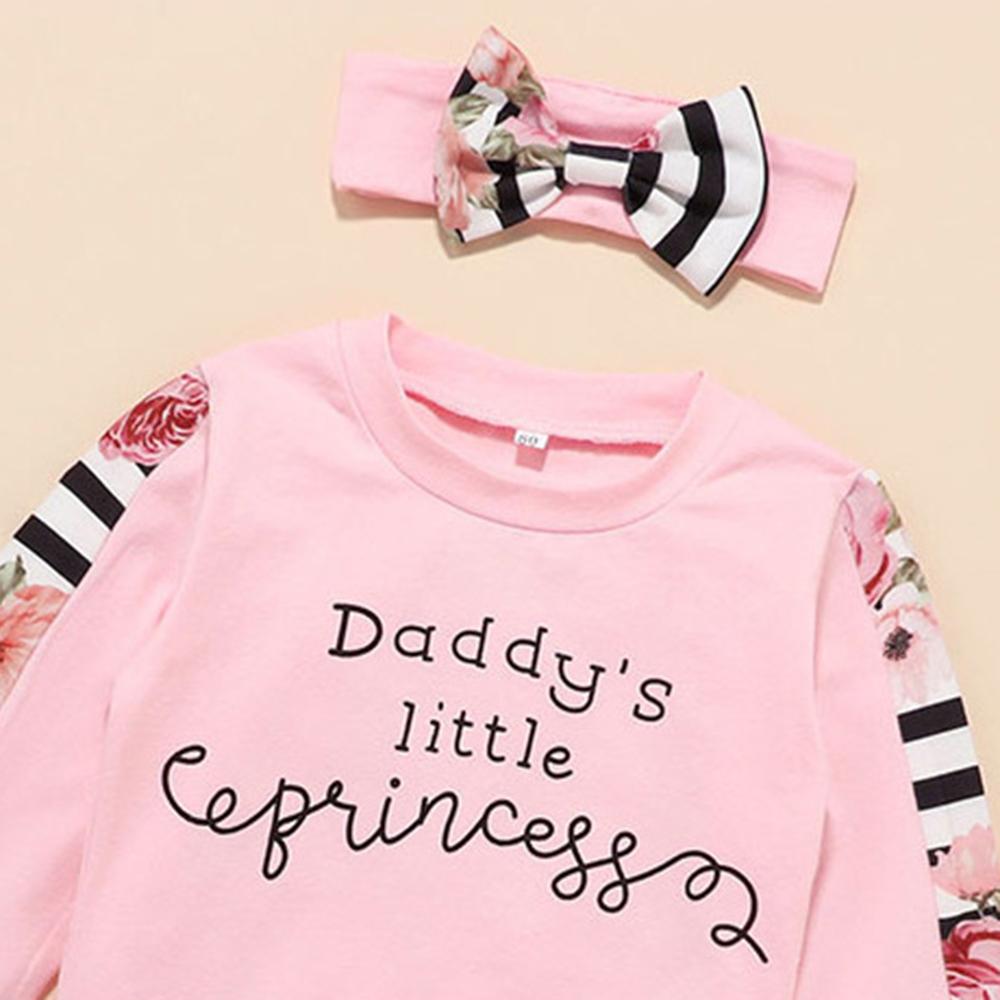 Girls Striped Floral Printed Long Sleeve Top & Trousers Wholesale Girl Clothing - PrettyKid