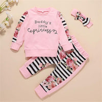 Girls Striped Floral Printed Long Sleeve Top & Trousers Wholesale Girl Clothing - PrettyKid