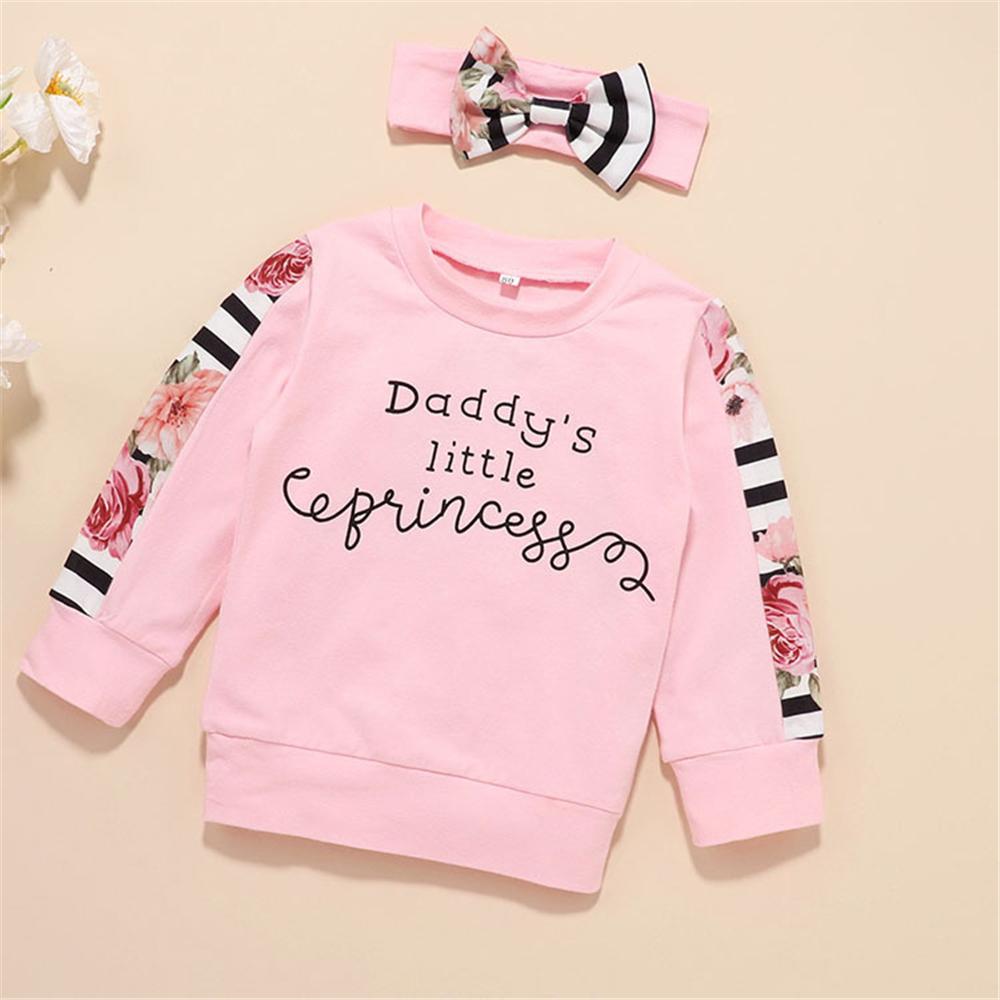 Girls Striped Floral Printed Long Sleeve Top & Trousers Wholesale Girl Clothing - PrettyKid