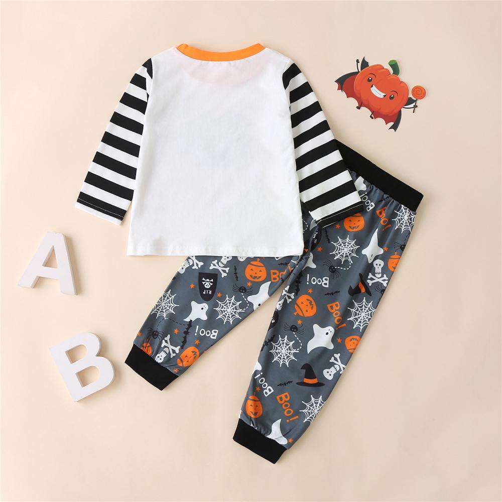 Boys Striped Halloween Printed Tops & Trousers Boys Wholesale Clothing - PrettyKid