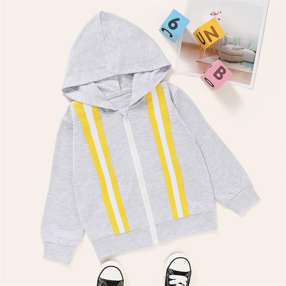 Unisex Striped Hooded Long Sleeve Casual Jacket Kids Clothing Vendors - PrettyKid