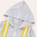 Unisex Striped Hooded Long Sleeve Casual Jacket Kids Clothing Vendors - PrettyKid