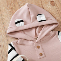 Baby Girls Striped Hooded Long Sleeve Romper Baby Wholesale Clothes - PrettyKid