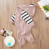 Baby Girls Striped Hooded Long Sleeve Romper Baby Wholesale Clothes - PrettyKid