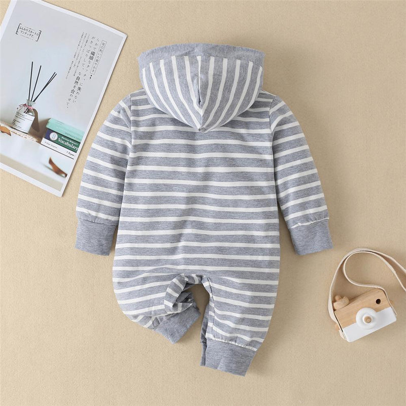 Baby Unisex Striped Hooded Long Sleeve Romper Wholesale Clothing Baby - PrettyKid