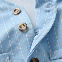 Boys Striped Lapel Tie Long Sleeve Shirt & Outwear & Pants - PrettyKid