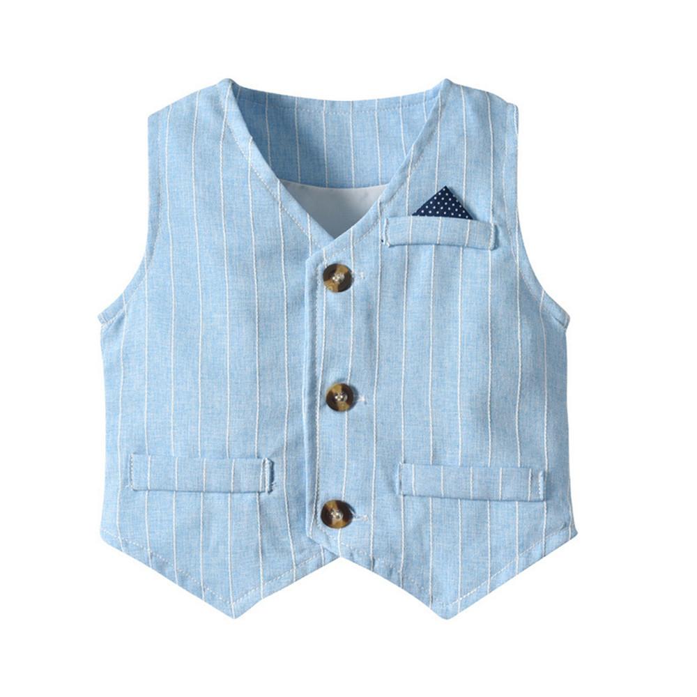 Boys Striped Lapel Tie Long Sleeve Shirt & Outwear & Pants - PrettyKid