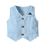 Boys Striped Lapel Tie Long Sleeve Shirt & Outwear & Pants - PrettyKid