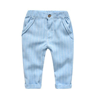 Boys Striped Lapel Tie Long Sleeve Shirt & Outwear & Pants - PrettyKid