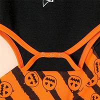 Baby Striped Letter Pumpkin Halloween Romper & Pants & Hat - PrettyKid