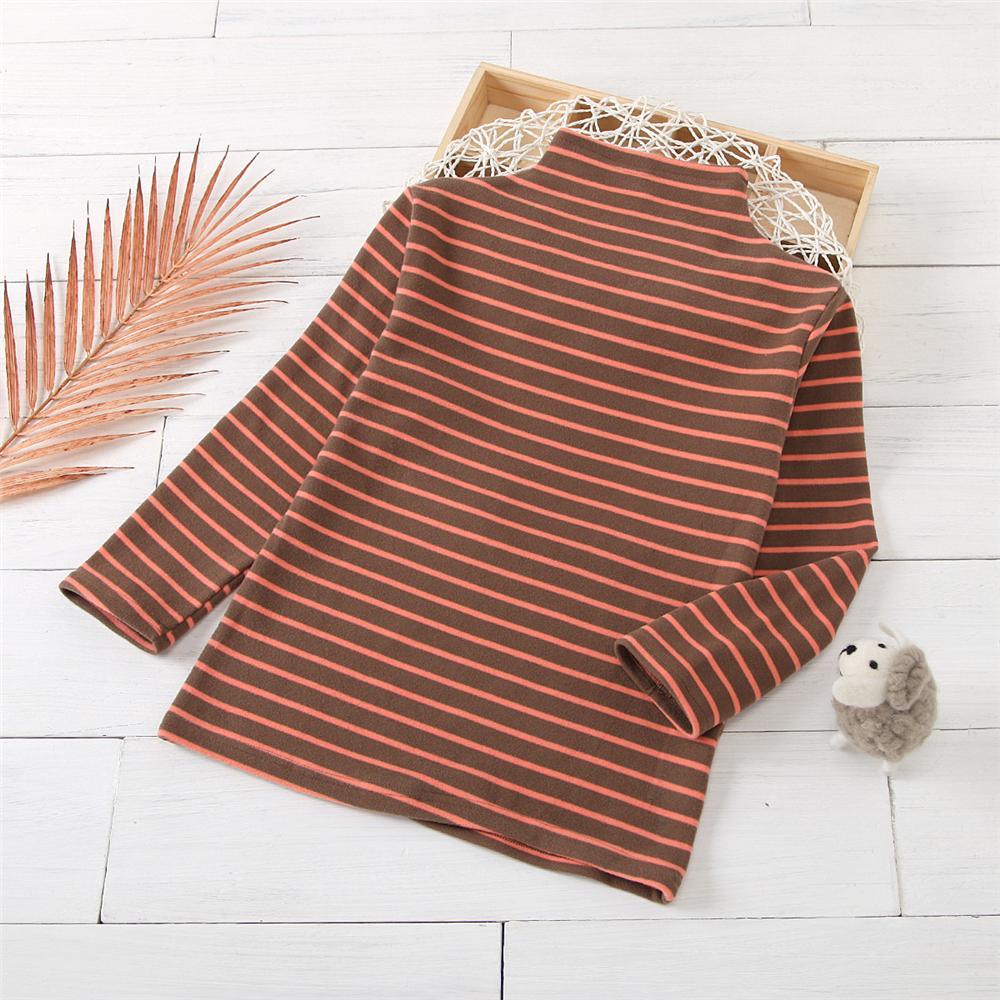 Girls Striped Long Sleeve Bottoming Turtleneck Top Toddler Girl Wholesale Clothing - PrettyKid