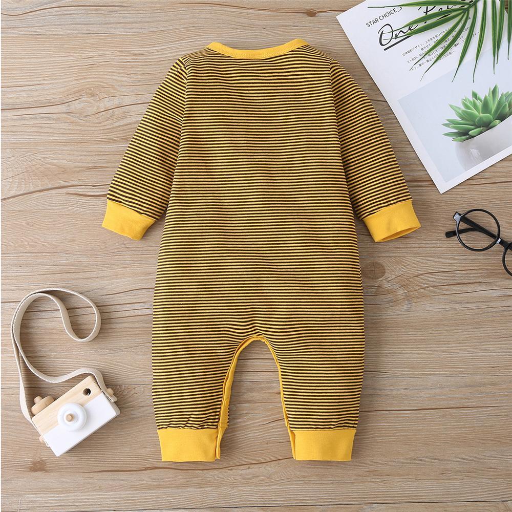 Baby Striped Long Sleeve Casual Romper - PrettyKid