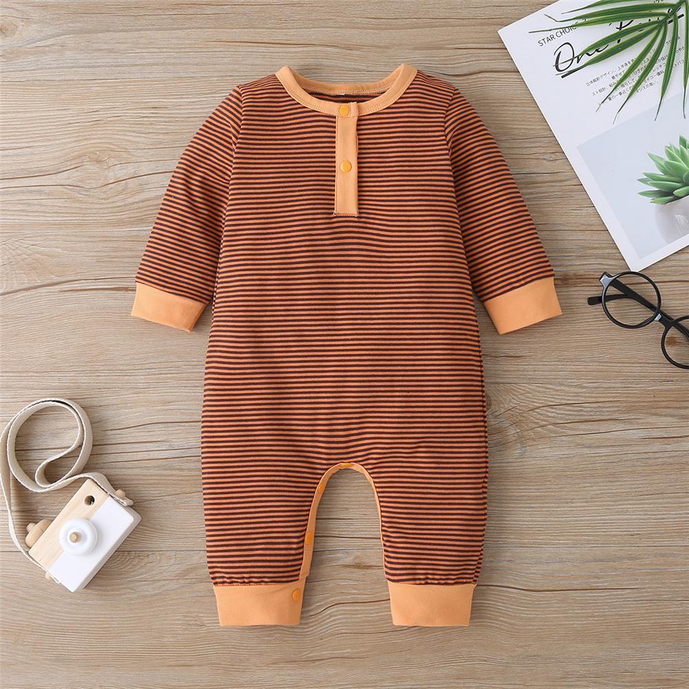 Baby Striped Long Sleeve Casual Romper - PrettyKid