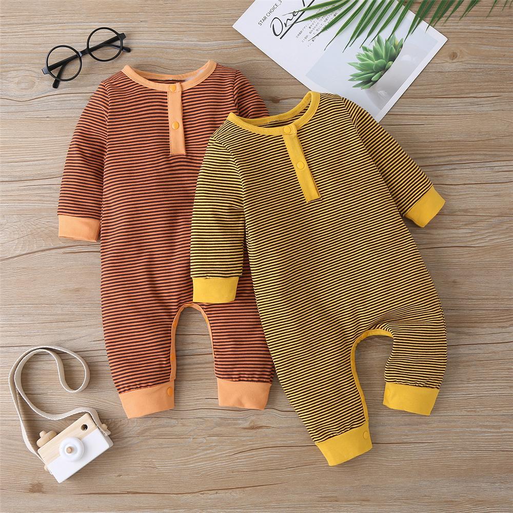 Baby Striped Long Sleeve Casual Romper - PrettyKid