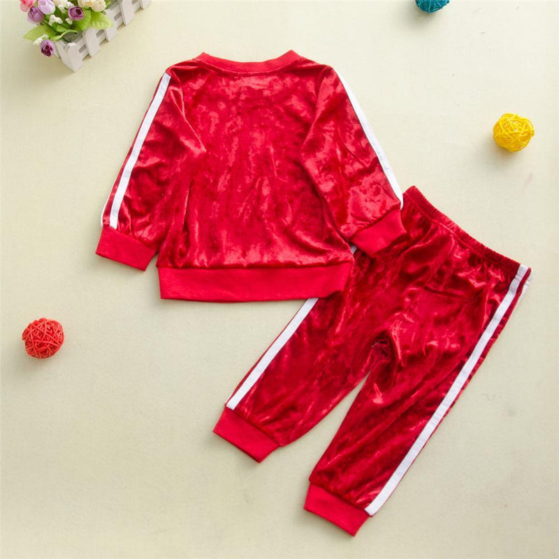 Girls Striped Long Sleeve Crew Neck Tracksuit Wholesale Little Girl Clothing - PrettyKid