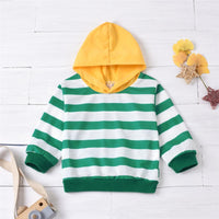 Unisex Striped Long Sleeve Hooded Tops Trendy Kids Wholesale Clothing - PrettyKid