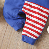 Dinosaur Baby Boys Striped Long Sleeve Letter Romper - PrettyKid
