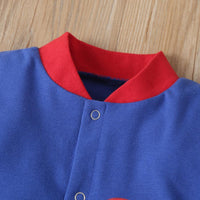 Dinosaur Baby Boys Striped Long Sleeve Letter Romper - PrettyKid