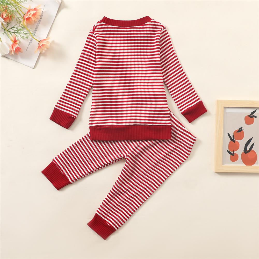 Unisex Striped Long Sleeve Pocket Top & Pants Trendy Kids Wholesale Clothing - PrettyKid