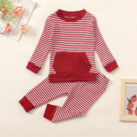 Unisex Striped Long Sleeve Pocket Top & Pants Trendy Kids Wholesale Clothing - PrettyKid