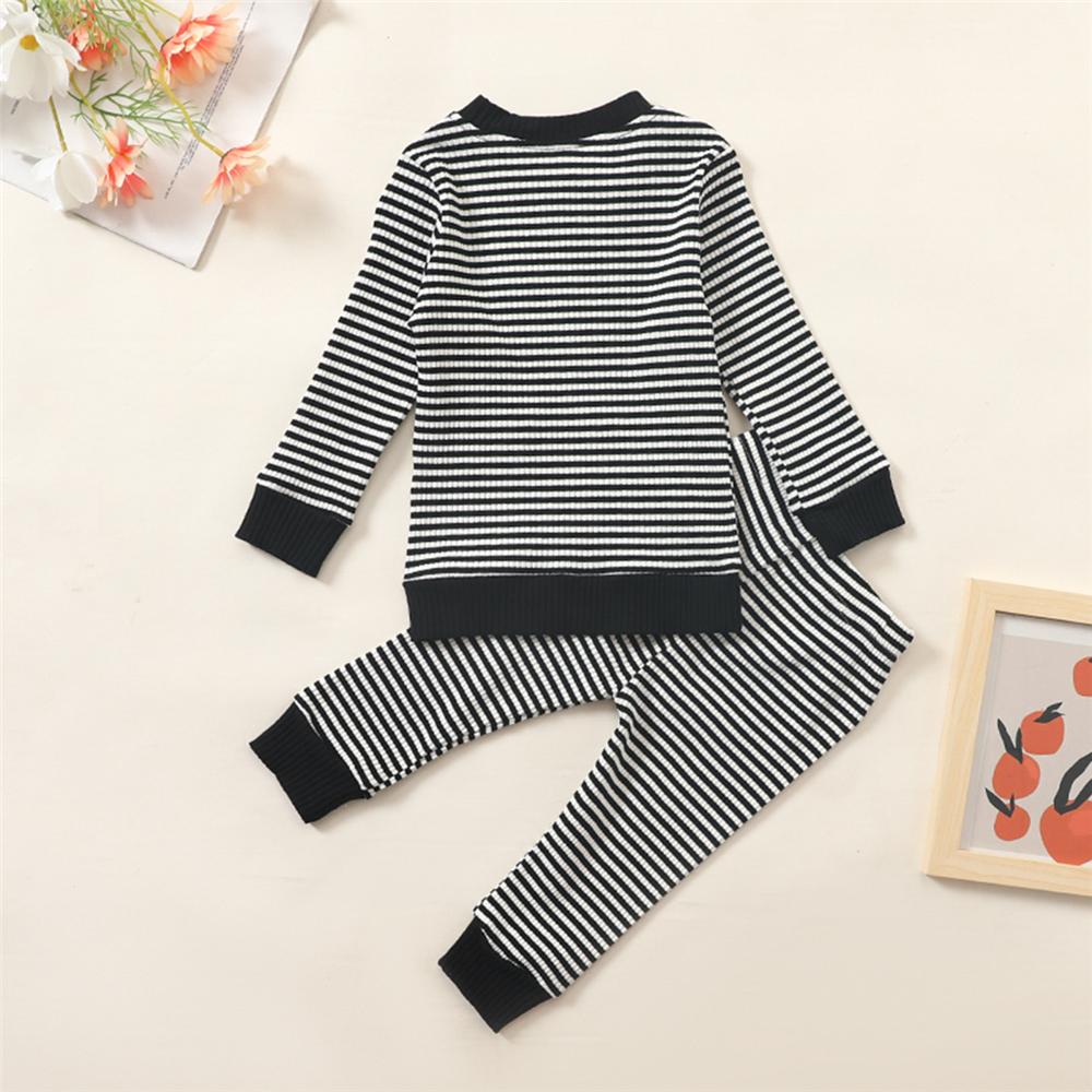 Unisex Striped Long Sleeve Pocket Top & Pants Trendy Kids Wholesale Clothing - PrettyKid