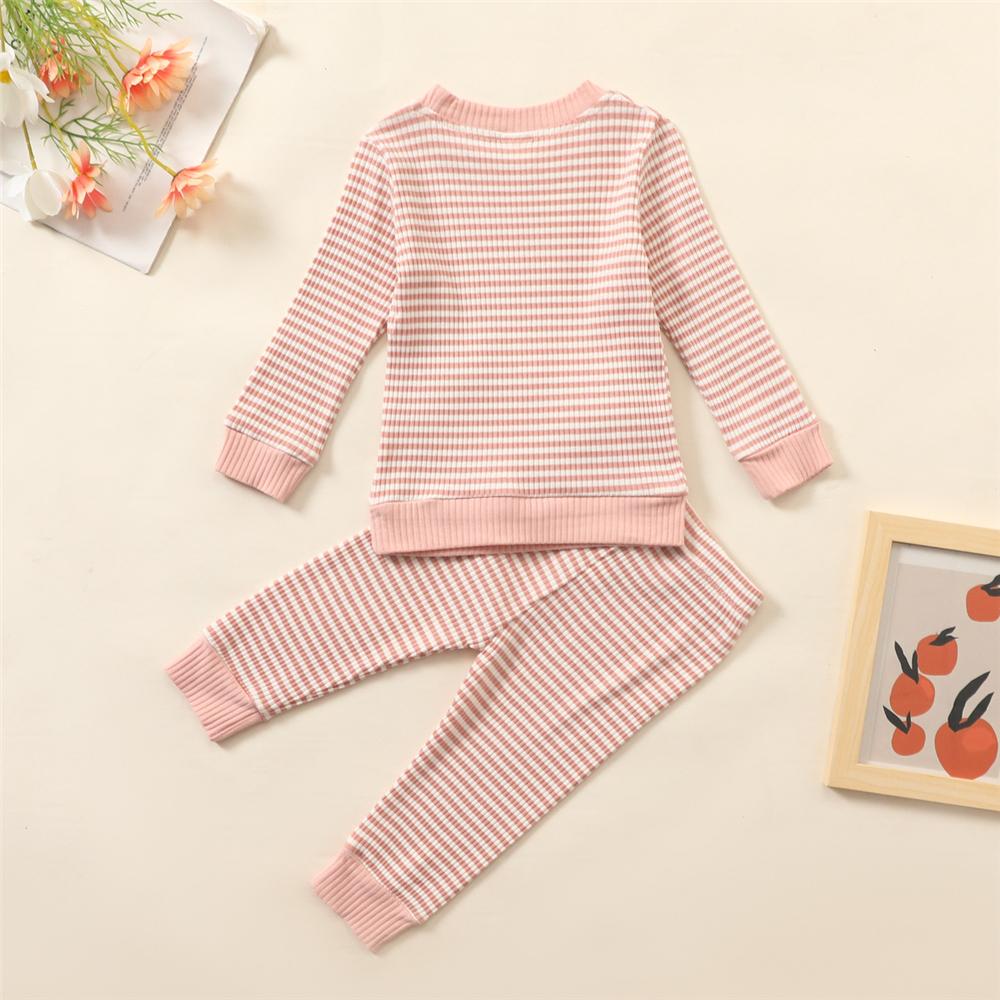 Unisex Striped Long Sleeve Pocket Top & Pants Trendy Kids Wholesale Clothing - PrettyKid