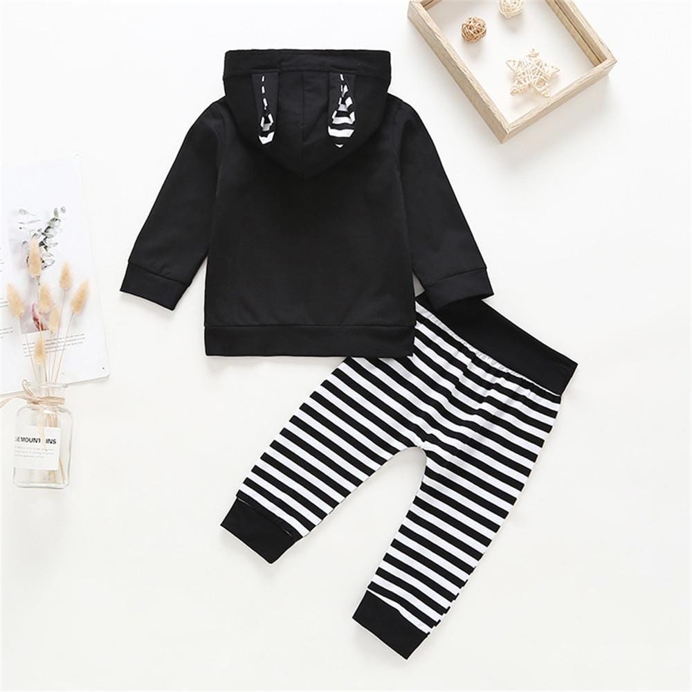 Boys Striped Long Sleeve Rabbit Hooded Jumper & Pants - PrettyKid