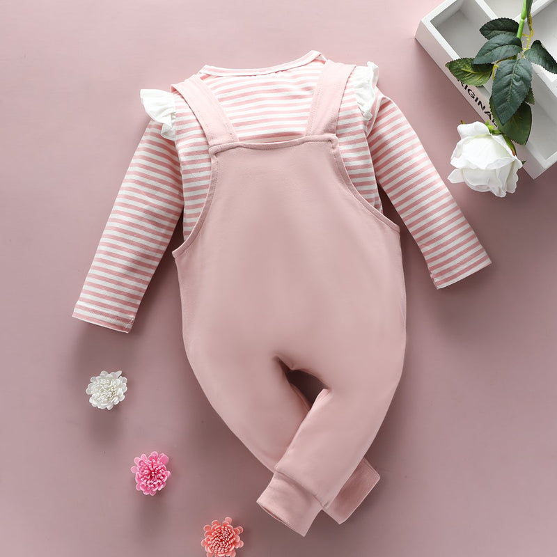 Baby Girls Striped Long Sleeve Romper Cartoon Overalls Wholesale Baby - PrettyKid