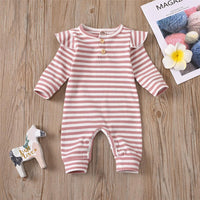 Baby Girls Striped Long Sleeve Romper Wholesale Baby Clothing - PrettyKid